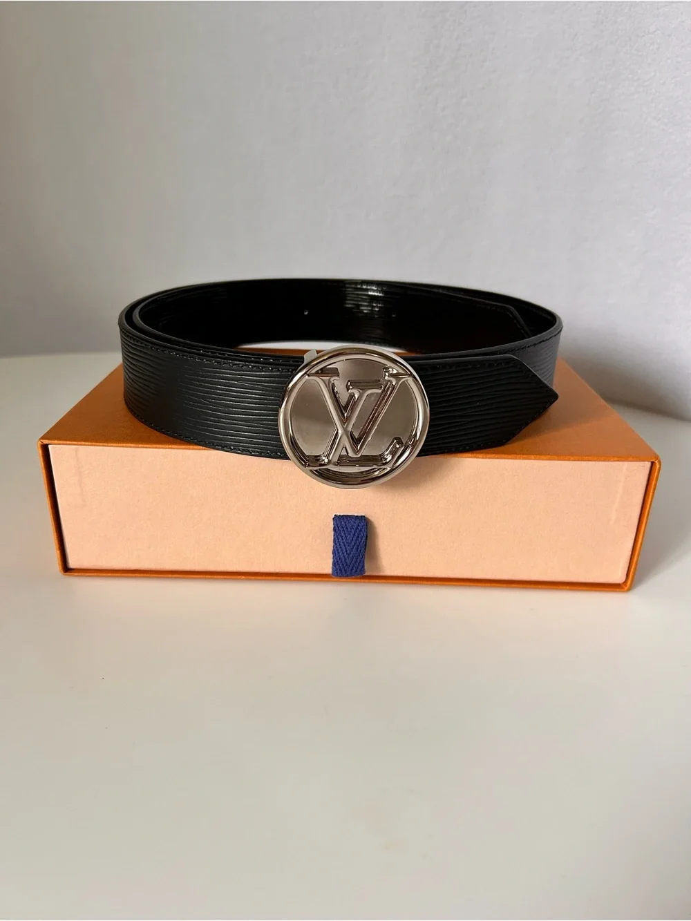 Louis Vuitton Black Epi Leather Belt Reversible LV Buckle w Receipt